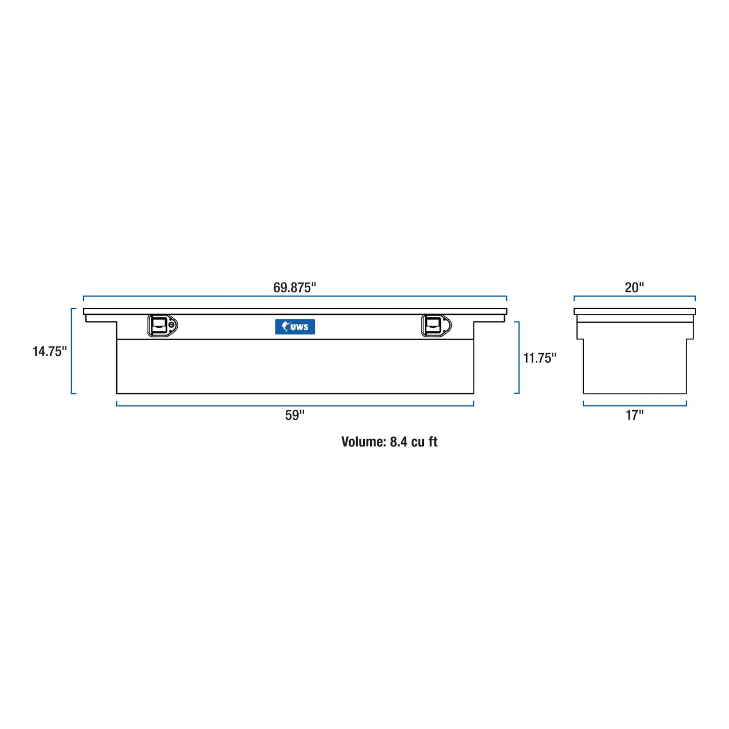 UWS EC10451 69-Inch Heavy-Wall Aluminum Truck Tool Box with Low Profile, RigidCore Lid