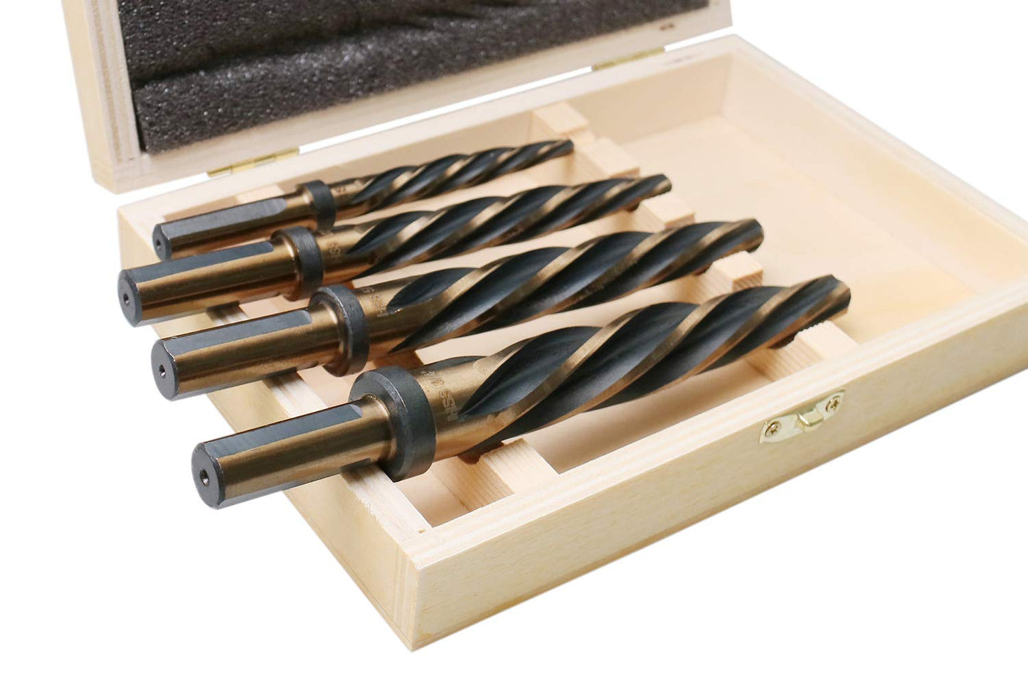 Accusize Industrial Tools - 4 Pc High-Speed Steel Spiral Flute Car Reamer Set, Gold Oxide Finish, Sizes 3/8", 1/2", 5/8", 3/4", Fits 3/8'' & 1/2'' Chuck, 0522-1800