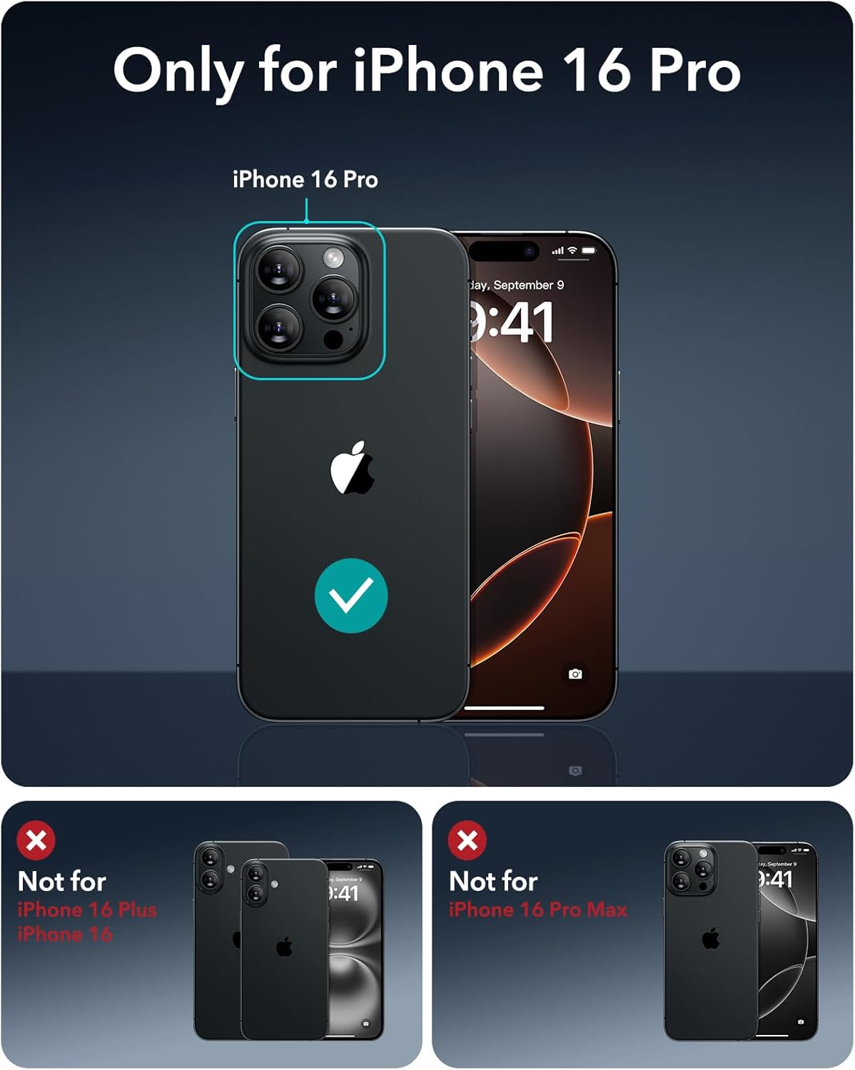 3 Pack 16 [9H ESR for iPhone Pro Screen Protector, Hardness] [Military Grade Shatterproof] Tempered Glass Film