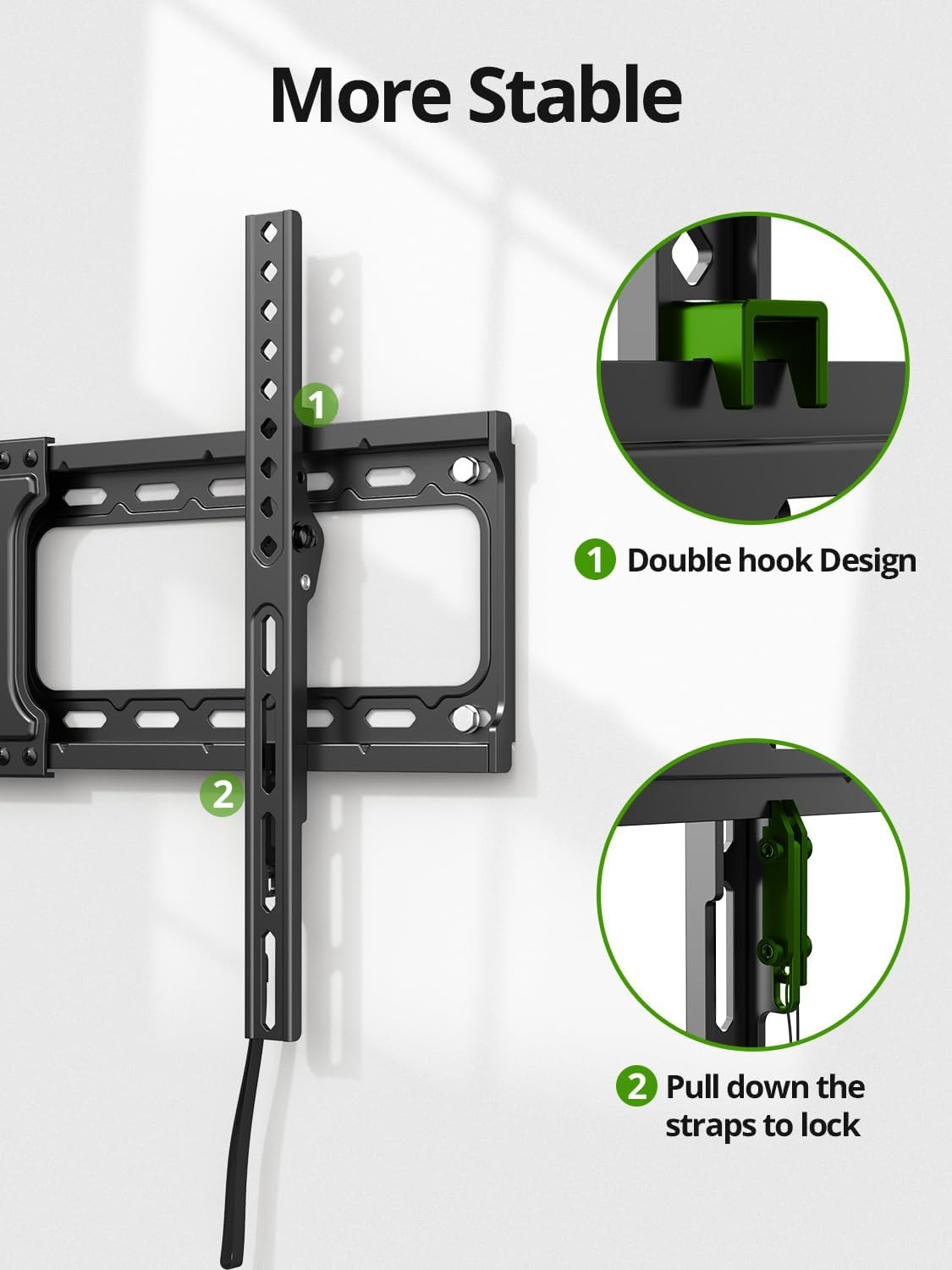 USX MOUNT 37"-95" 600x400mm 132lbs, 16", 24" Tilting TV Wall Mount for Most Flat Curved Screen Television, TV Bracket