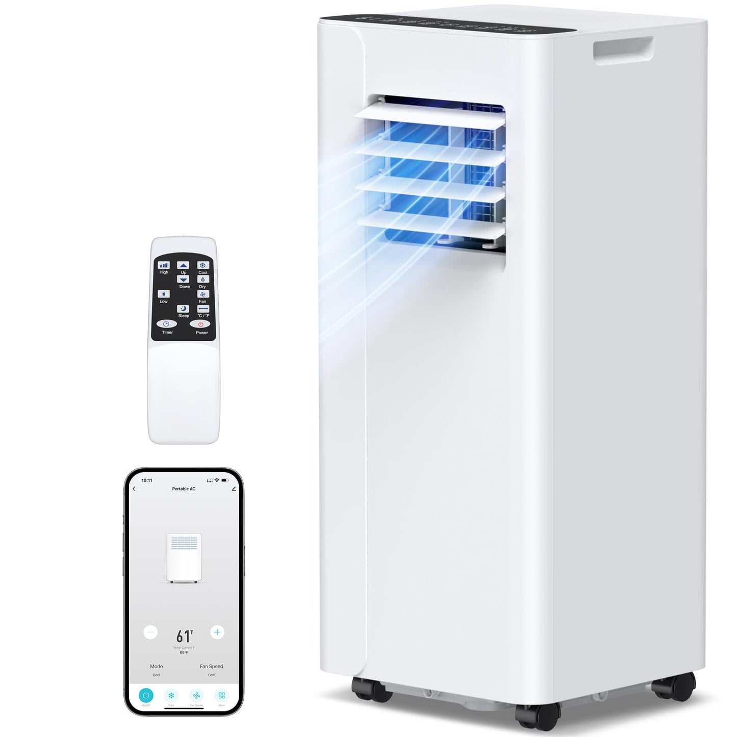 URBANITE 16000 BTU Portable Air Conditioner, Smart WiFi APP & Remote Control, 5-in-1 AC Unit Cools up to 750 Sq.Ft, 40dB Ultra Quiet Dehumidifier/Fan/Sleep Mode, Easy Installation for Bedroom & Office