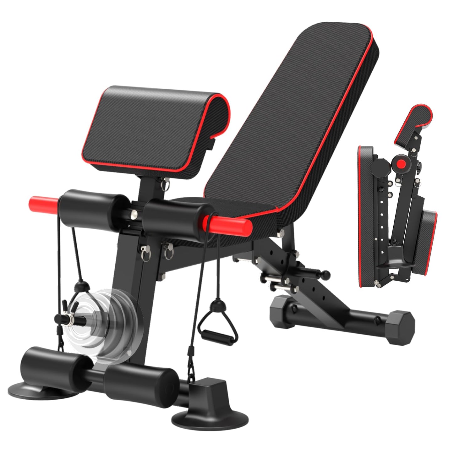 Adjustable Weight Bench,Utility Workout Bench Foldable Incline Decline Benches for Home Gym Full Body Workout,Load 500LBS
