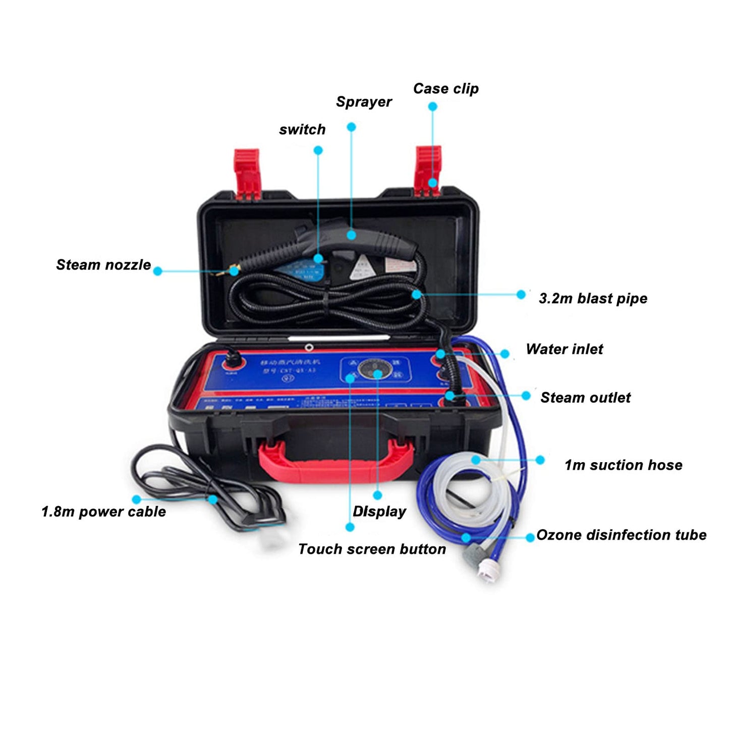 High Pressure Steam Cleaner, High Power Commercial Grade Standard Heavy Duty Steam Cleaner Machine for Kitchens (1700W US Plug 110V)