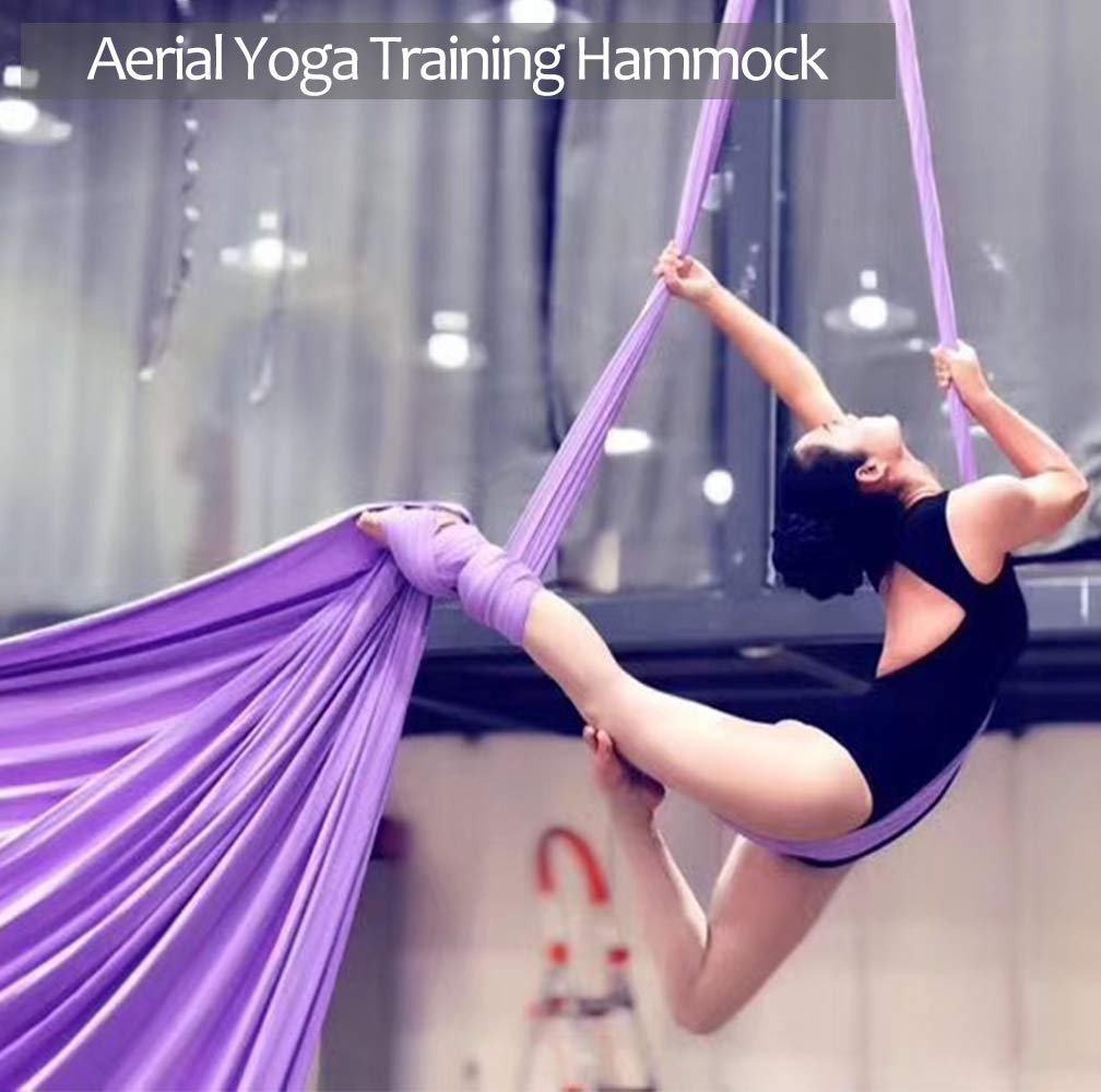 Aerial Silks Deluxe Equipment Set for Aerial Yoga, Aerial Yoga Hammock, Aerial Acrobatic,Circus Arts, Aerial Dance(L:10m W:2.8m (Wine Red)