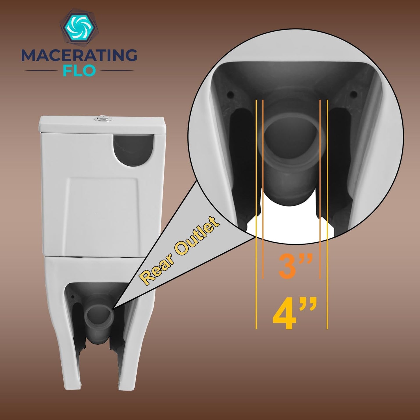 ARES 18" Tall Rear Outlet Toilet, Two-Piece Toilet with Comfort Seat & Dual Flush Water Tank, Powerful Rimless Flush with P-Trap Rear Discharge, Includes Two Types of Extension Pipes