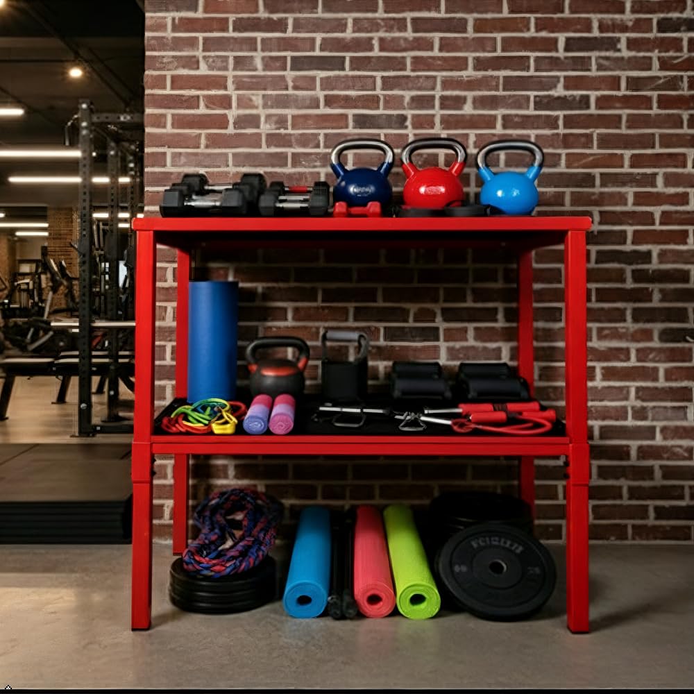 OGODU Commercial Heavy Duty Adjustable Dumbbell Stand & Kettlebell Stand, Adjustable Dumbbell Weight Rack, Kettlebell Storage Rack, Weight Rack for Garage/Home Gym/Commercial with Non-Slip Base, Anti-Tip Safety & Space-Saving Design, Weight Capacity 500/6