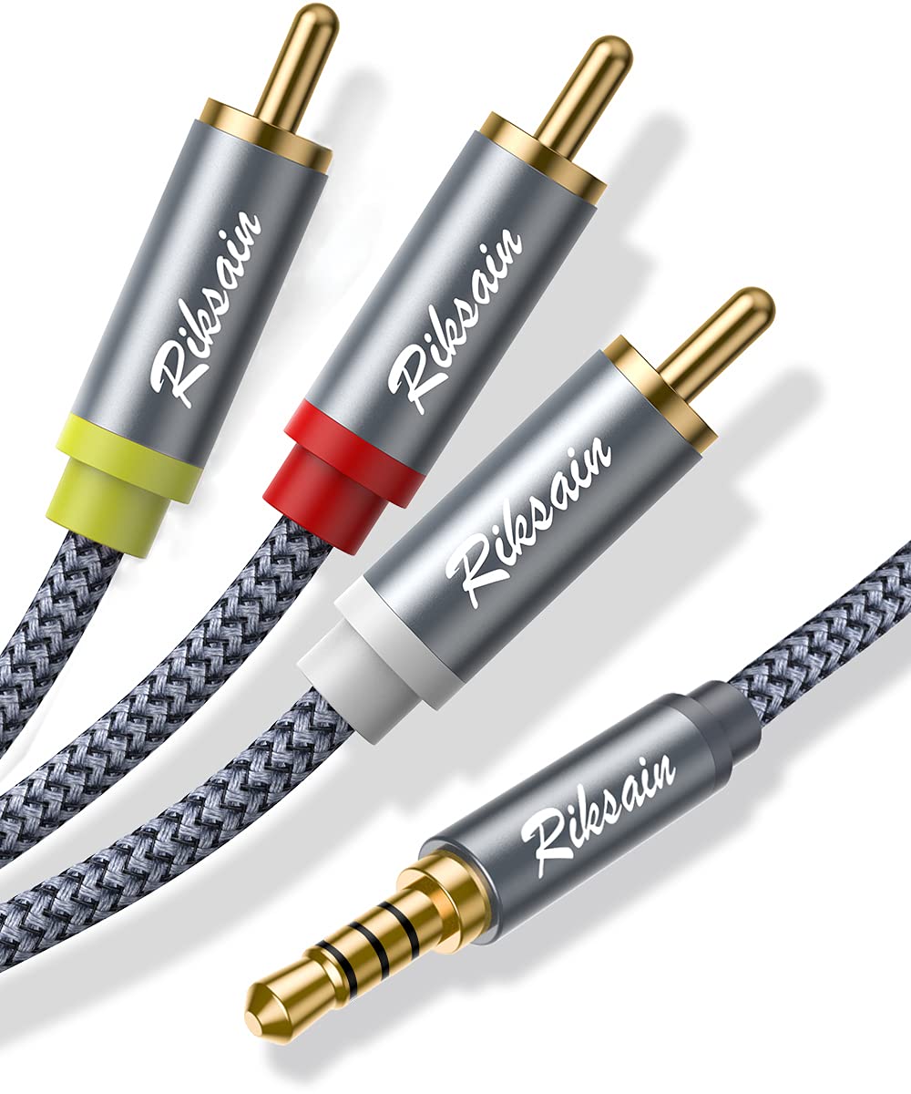 3.5mm 3 6.6FT/2M 3.5mm 3-Male MP3, to RCA Audio Video Cable, to RCA Adapter Stereo AUX Cord AV Cable for Camcorders