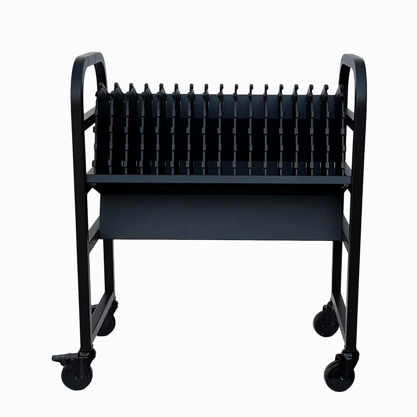 Workington 16-Device Mobile Open School Charging Cart Station for Ipads, Chromebooks, Tablets and Laptops Computer with Power Strip Included, Assembly Required, 1005 Black