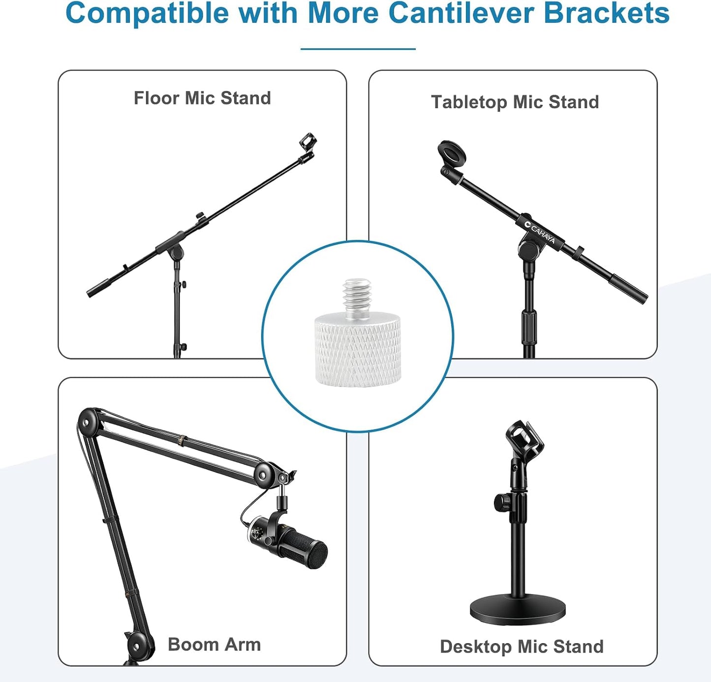 5/8" 1/4" Mic Stand Adapter Female to Male, Microphone Screw Adapter, Thread Conversion Connector for Microphone Mount