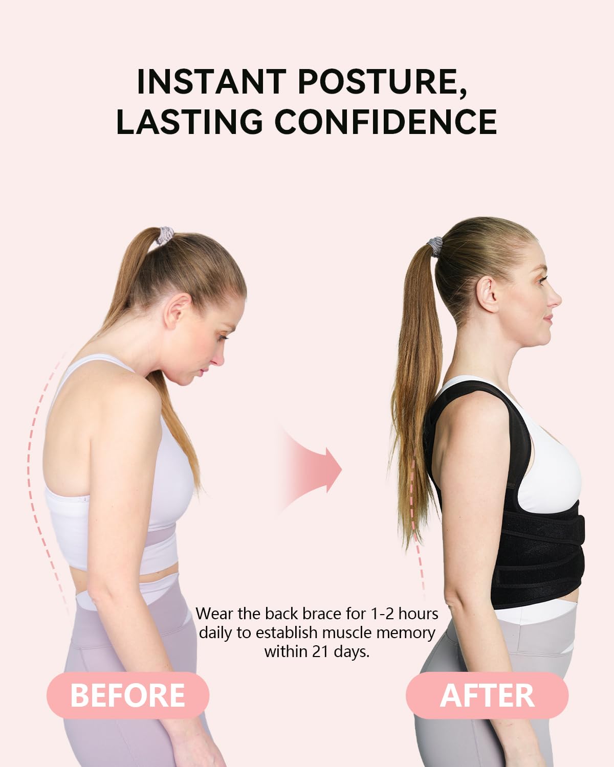 Sulymoo Posture Corrector for Women and Men, Back Brace with Shoulder Support, Adjustable Full Back Brace Straightener for Posture Improving, Relief for Upper & Lower Back, Shoulder Pain (Medium)