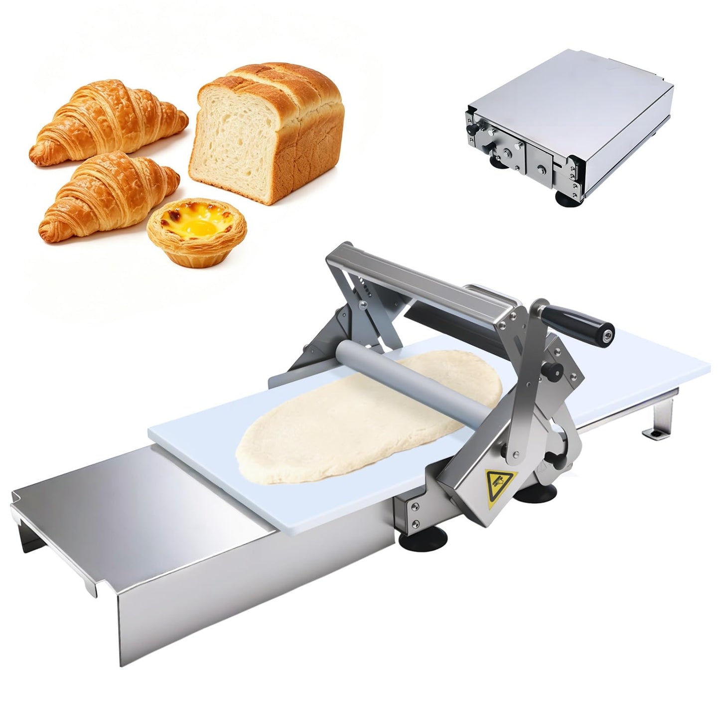 40 Inch Foldable Manual Dough Sheeter, Heavy Duty Stainless Steel Dough Rolling Machine for Home Bakery, Pizza Shop & Commercial Restaurant | A400 Model