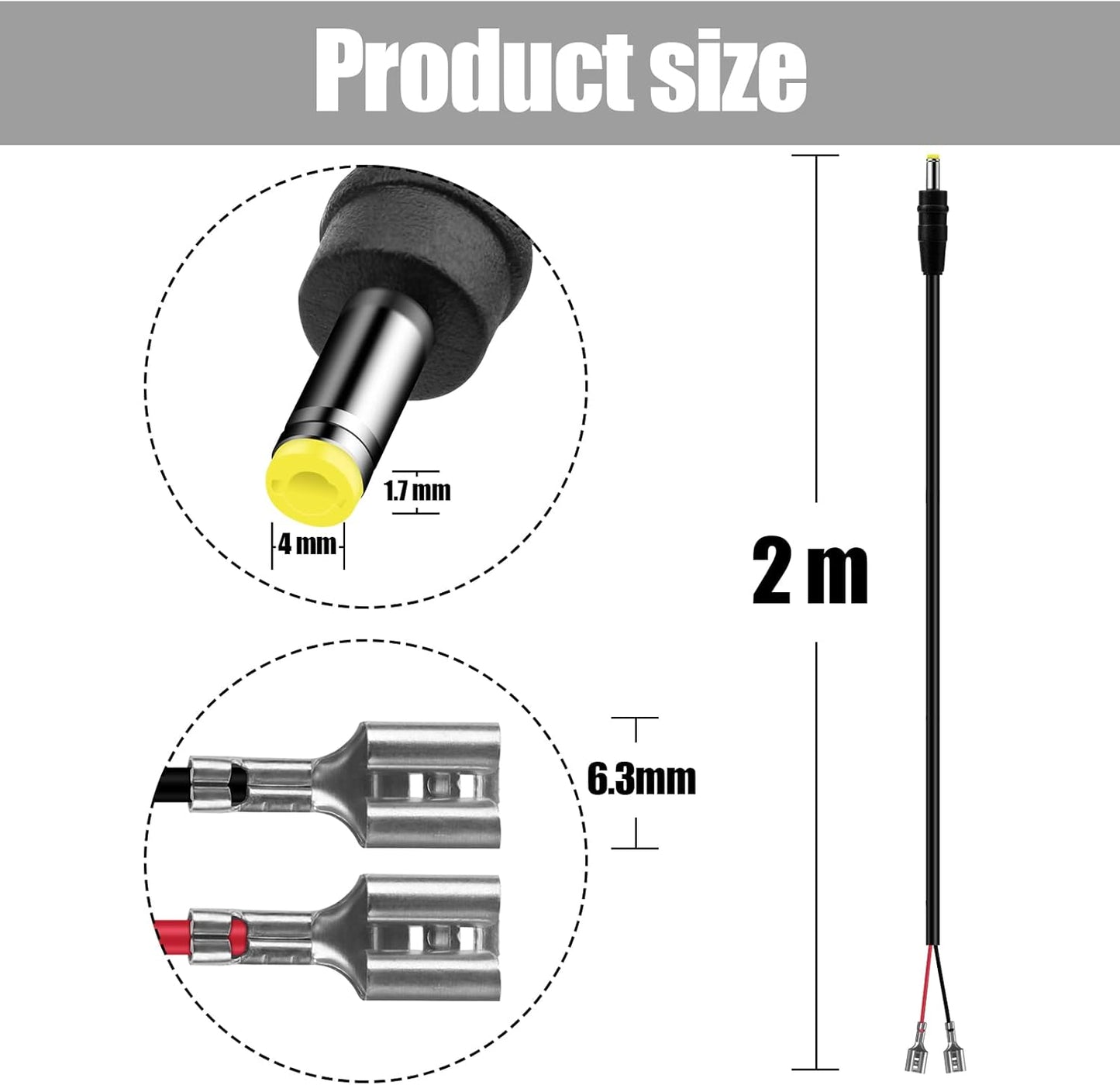 Yoizyfree 2 Cord,4.0x1.7mm 4.0x1.7mm PCS Trail Camera Power DC External Power Cable Compatible with Tactacam Reveal X
