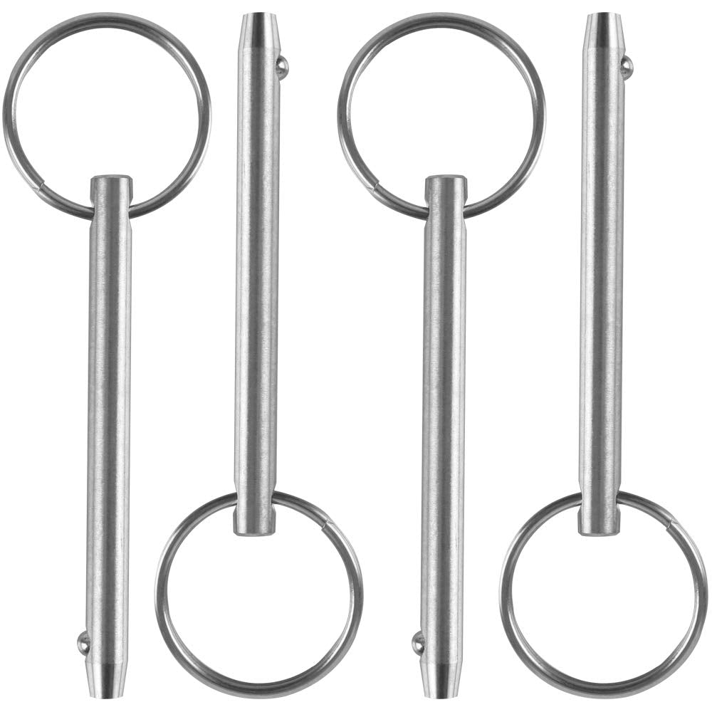 4 Pack Quick Release Pin, Diameter 1/4"(6.3mm), Overall Length 3"(76mm), Usable Length 2.4"(61mm), Full 316 Stainless Steel, Bimini Top Pin, Marine Hardware