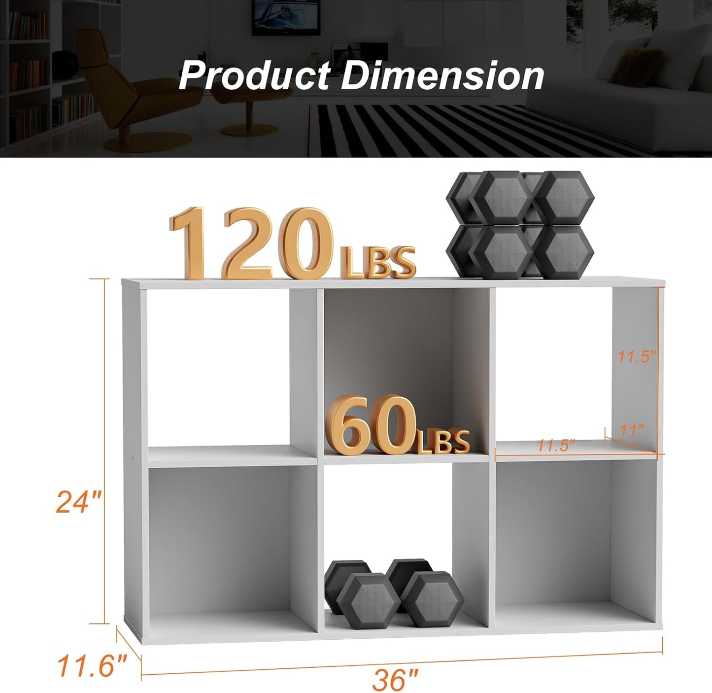 Sweetcrispy 6 Cube Storage Organizer - Versatile Open Cube Bookshelf with Removable Back Panels | White, 36" L × 11.6" W × 24" H