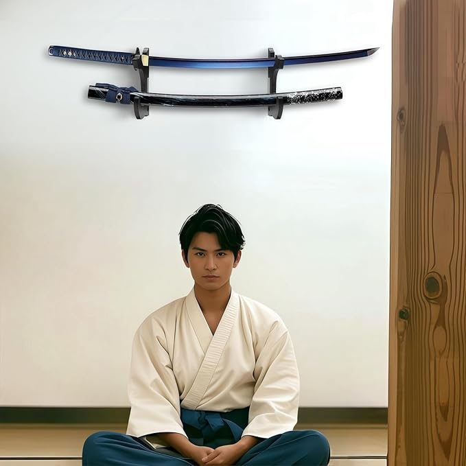Eforlife 2/Set Sword Hook Wall Mount Samurai Sword Hanger Display Holder Adjustable for Katana Wakizashi Tanto Genji Sword Weapon Rack