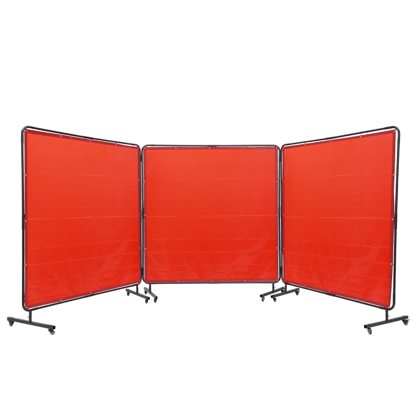 VEVOR Welding Screen with Frame, 6' x 6' 3 Panel Welding Curtain Screens on 12 Swivel Wheels (6 Lockable), Welding Protection Screen Moveable & Professional for Workshop, Red