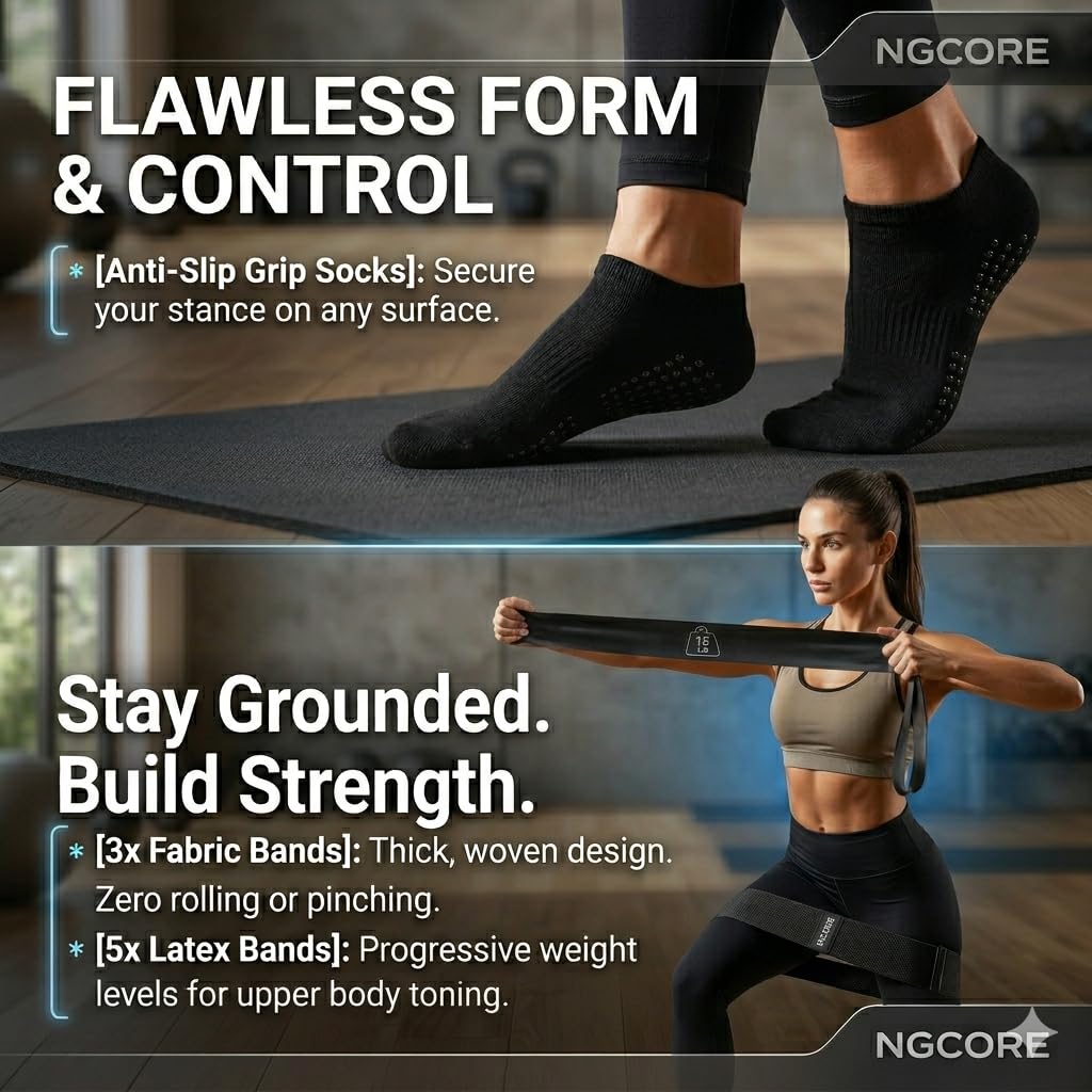 NGCORE Pilates Kit with 15-Inch Pilates Ring & Small Pilates Ball, Exercise Bands Resistance Bands Set - Workout Equipment and Accessories - Pilates Equipment for Full Body Workout, Pilates Essentials