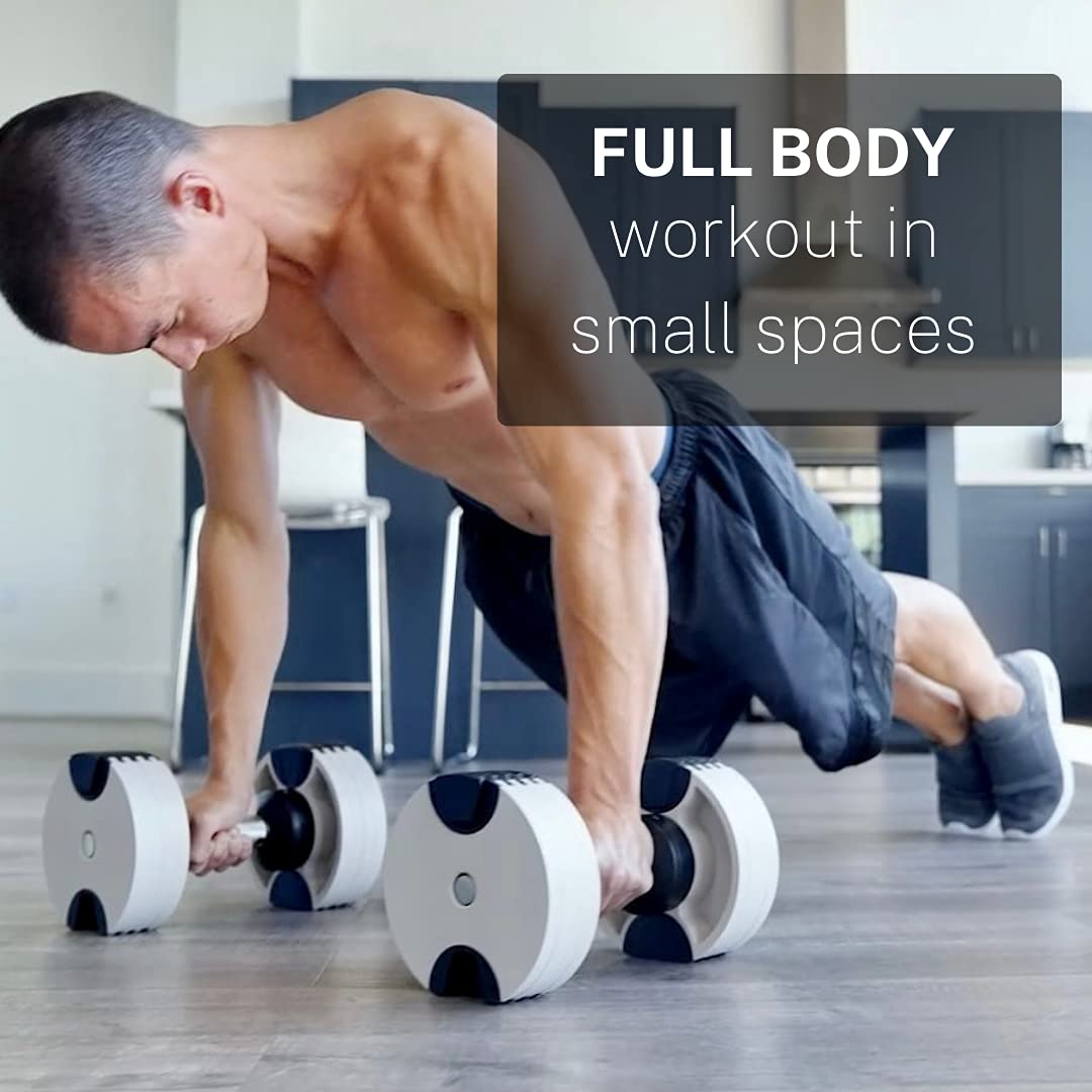 ROBURFLEX Adjustable Dumbbell (Single) 5-40/80lb, 5lb Increments, for Home Gym Fitness - Upto 20 weight settings (WHITE - 80LB)