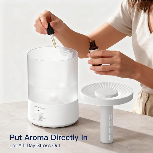 MEGAWISE Ultrasonic Cool Mist Humidifier - 3.5L Top-Fill Design, Essential Oil Diffuser, Quiet Operation, Auto Shut-Off