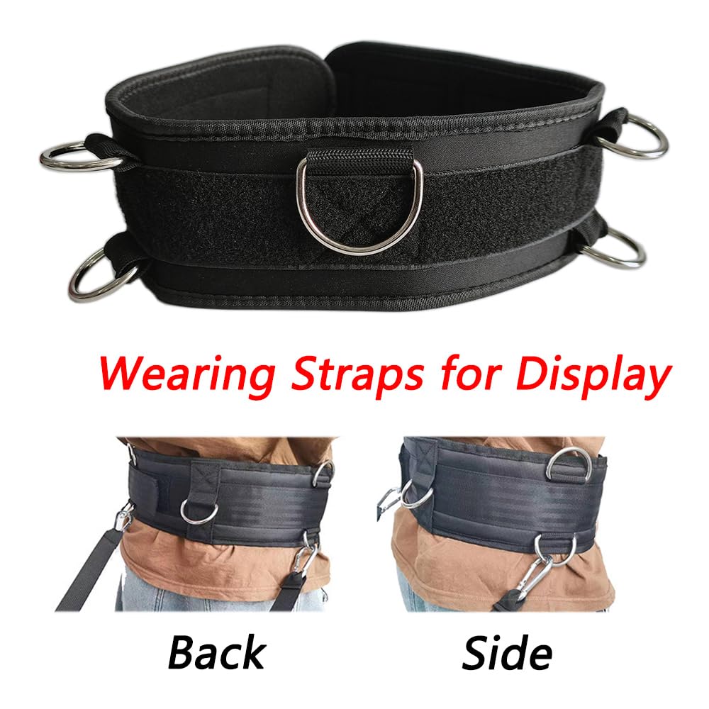 LOOEEL Fitness Resistance Belt Multi Functional Fitness Belt with 5 Rings for Weight Training and Resistance Training of Load Carrying Pull Up Belt Squat