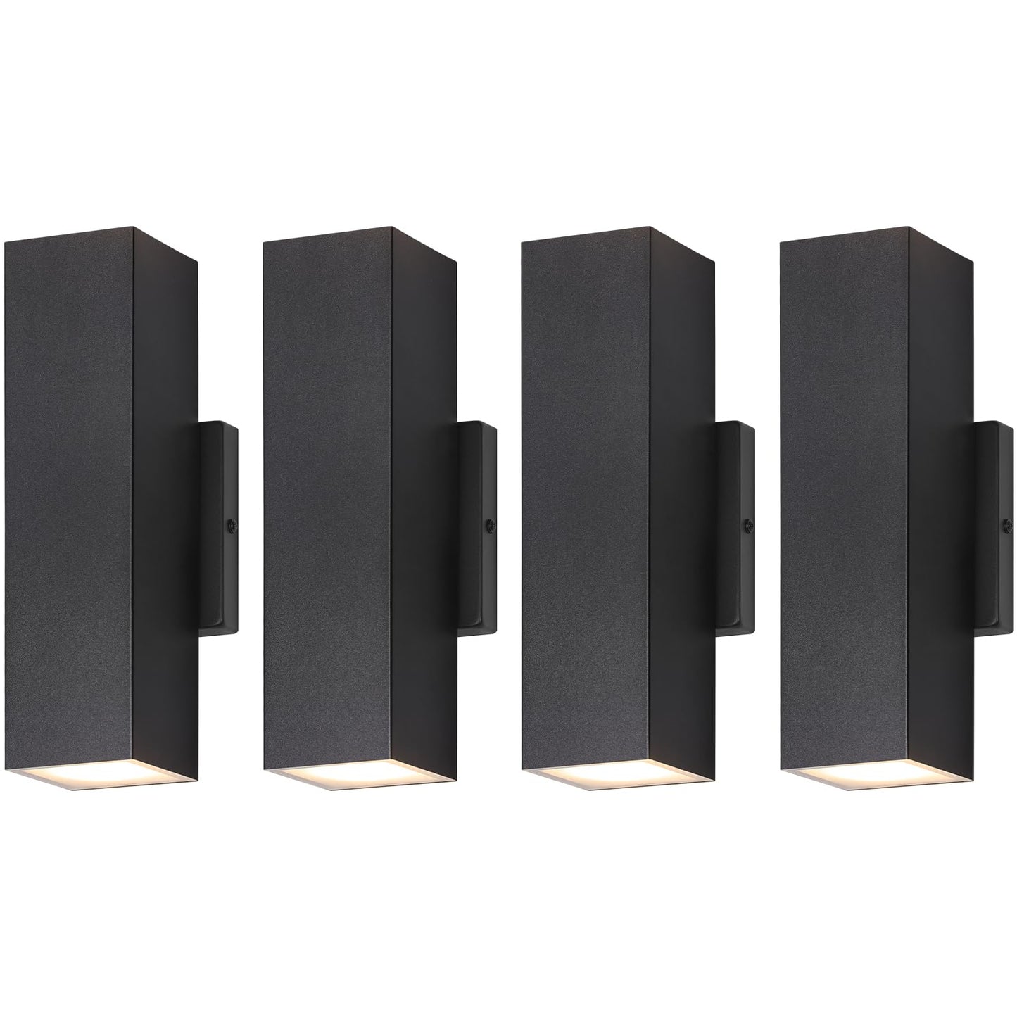 BesLowe 4-Pack Outdoor Wall Lights, LED Up and Down Sconces, Metal, 13.75in, Black, Model B04048L(4PK)