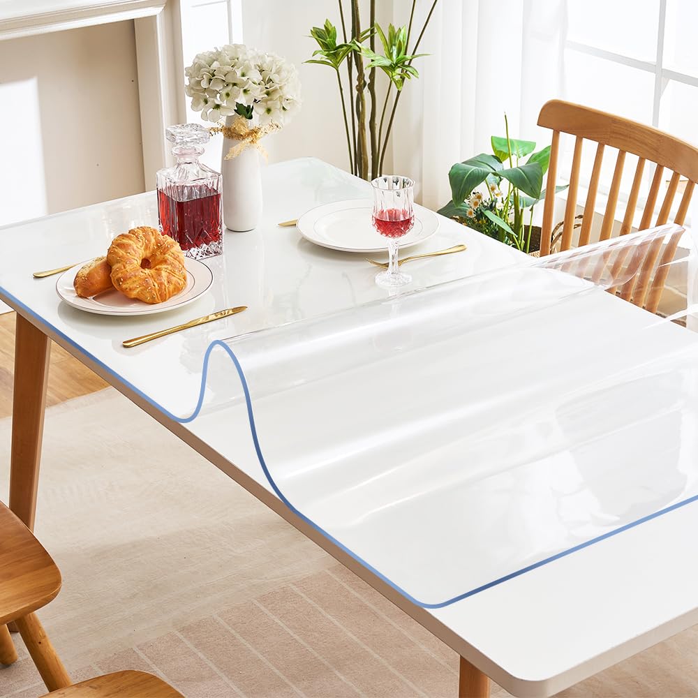 Thicken Clear PVC Office Desk Blotter Cover Protector Rectangular Plastic Table Cover Desk Pad Mat for Office & Computer Desk Topper Wooden Furniture Screen Protection Topper Wipeable 17x28 Inch