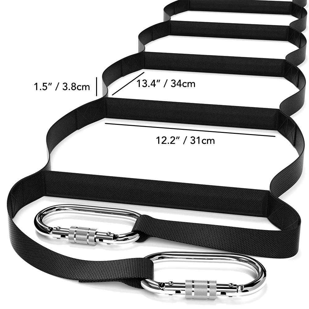 ISOP Fire Escape Ladder 3 Story 24 ft | Rescue Rope Ladder with Spring Hooks | Lightweight, Compact & Portable | Safety Rope Ladders Multi-Functional & Weather Resistant | Emergency Evacuation Tool