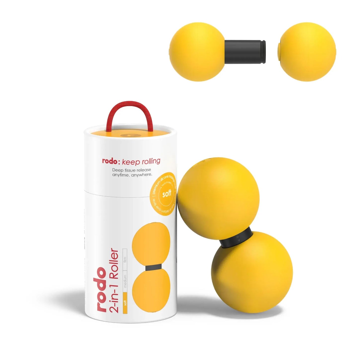 Rodo 2-in-1 Soft Peanut & Lacrosse Ball Roller | Deep Tissue Massage Tool for Fascia, Plantar Fasciitis, Hips & Back | Mobility & Recovery Roller | Compact, Travel-Friendly, Pilates & Therapy Ready