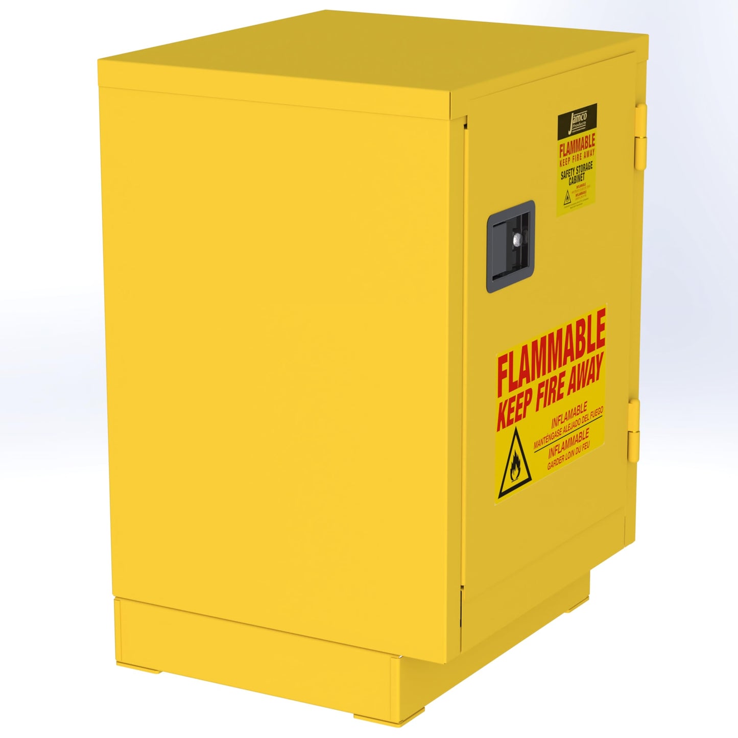 Jamco 12 Gallon Under Counter Flammable Safety Cabinet, Steel Flammable Storage Cabinet with Lockable Manual Closing Doors, Non Forkliftable, 24-Inch x 22-Inch x 35-Inch, Yellow