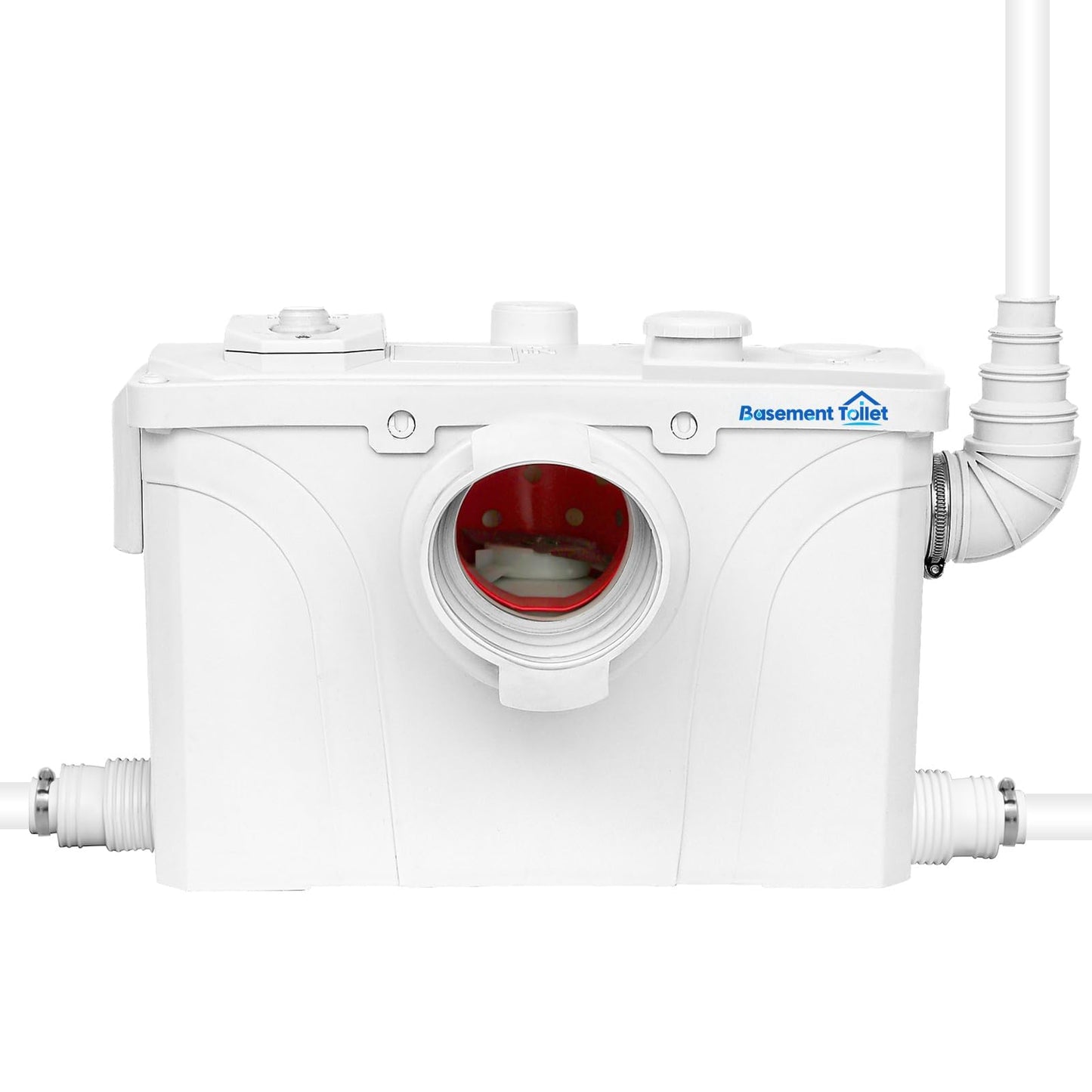 Macerator Pump for Basement Sewage System, Upflush Toilet Waste Water Macerator Pump with 4 Inlets, Quiet Grinder Pump for RV Marine Sink Shower Laundry Disposal