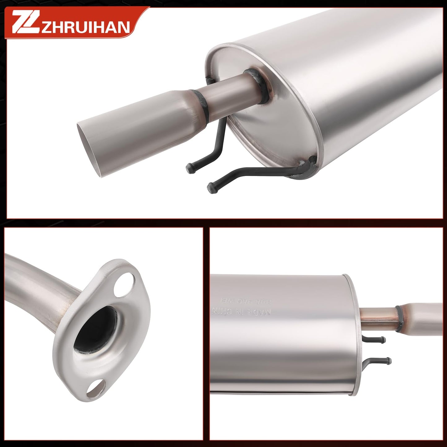 ZHRUIHAN 409 Stainless Steel Rear Exhaust Muffler Compatible for 2006-2011 Civic 1.8L and 2006-2011 Civic Hybrid Sedan 1.3L-Including Gasket and Bolt kit，Repklace OE :604120 EPA