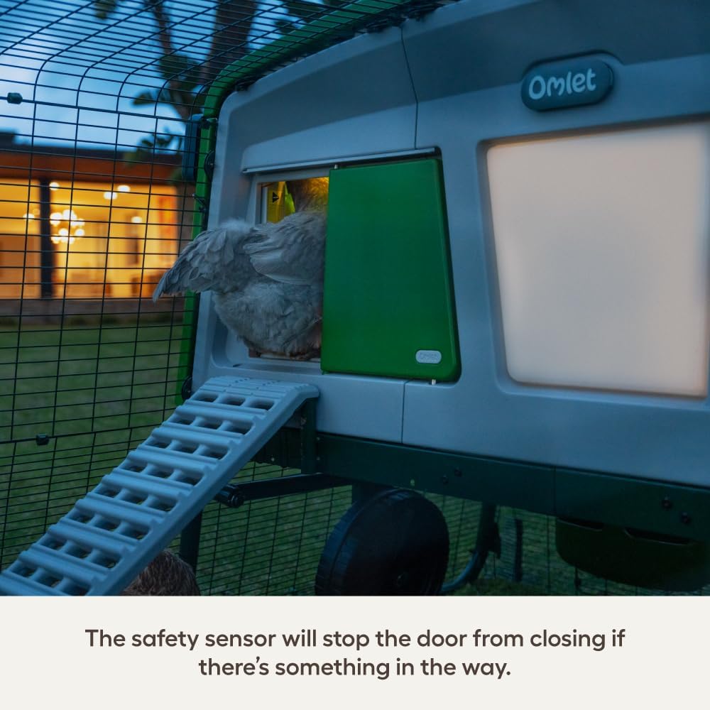 Omlet Smart Automatic Chicken Coop Door Opener | WiFi & App Control | Light Sensor or Timer | Built-In Safety Sensors | Weatherproof | Battery or Plug-In Power | Alexa & Google Home Compatible | Green