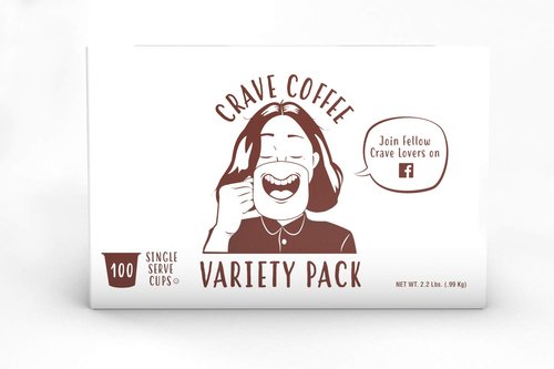 Crave Beverages Flavored Coffee Pods Sampler - 100 Count Assorted Variety Pack for 2.0 K-Cup Brewers