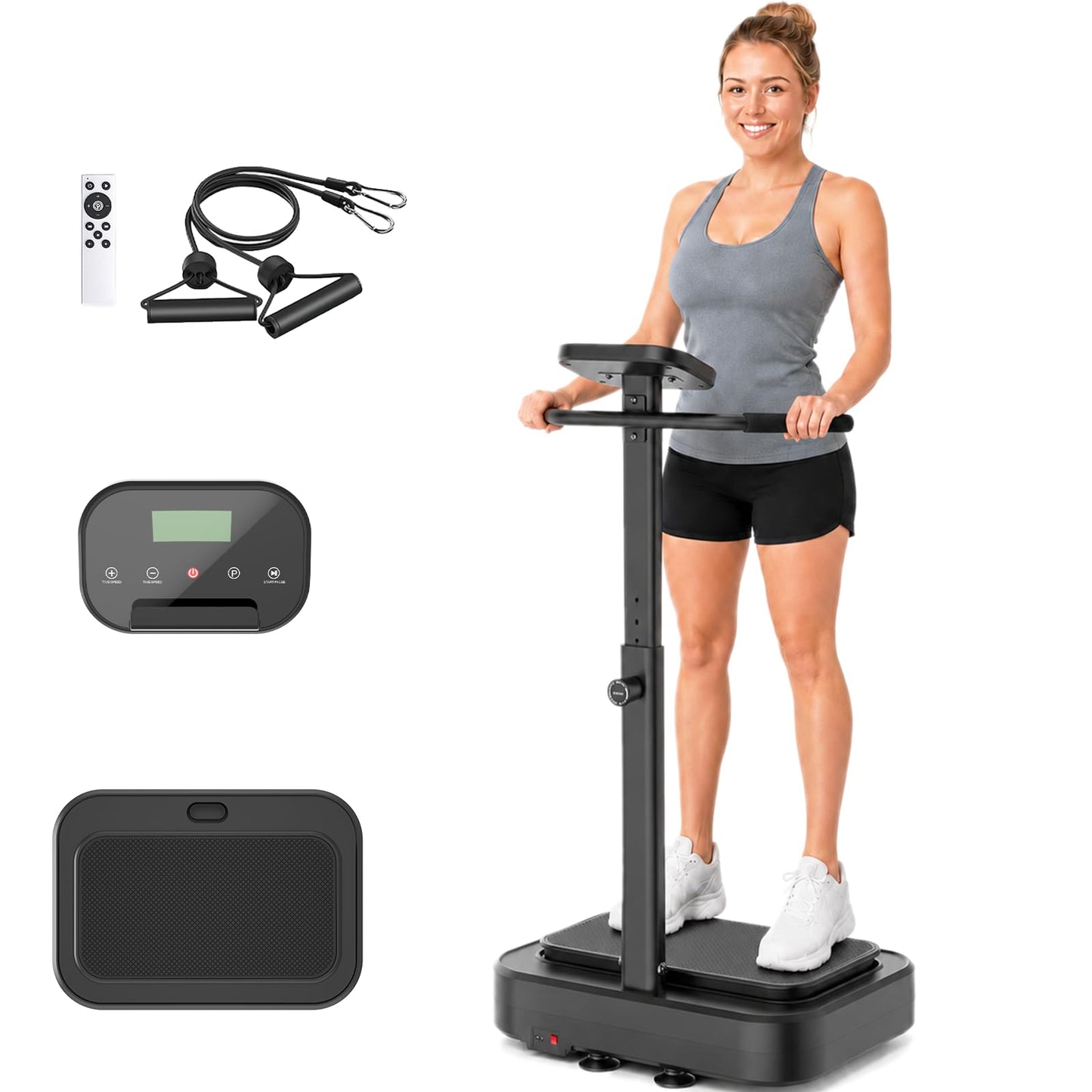 Streamnova Vibration Plate Exercise Machine for Lymphatic Drainage, Full Body Shake Platform Board for Home Fitness, Fat Burning, 5 Program Modes and 99 Speed Levels (Black)