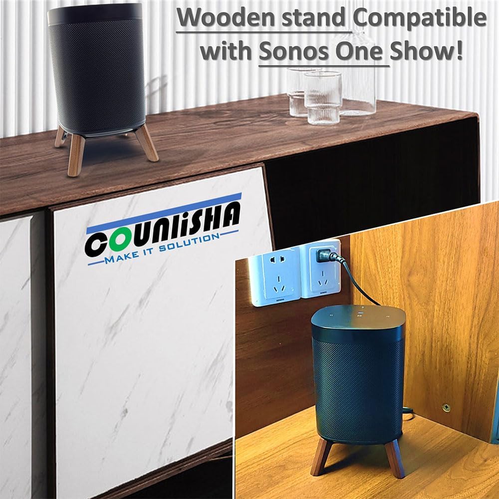 Counlisha Play:1 gen2,Walnut Real Wood Stand Compatible for Sonos One, One SL, Home Speaker,Tripod Mount Accessories