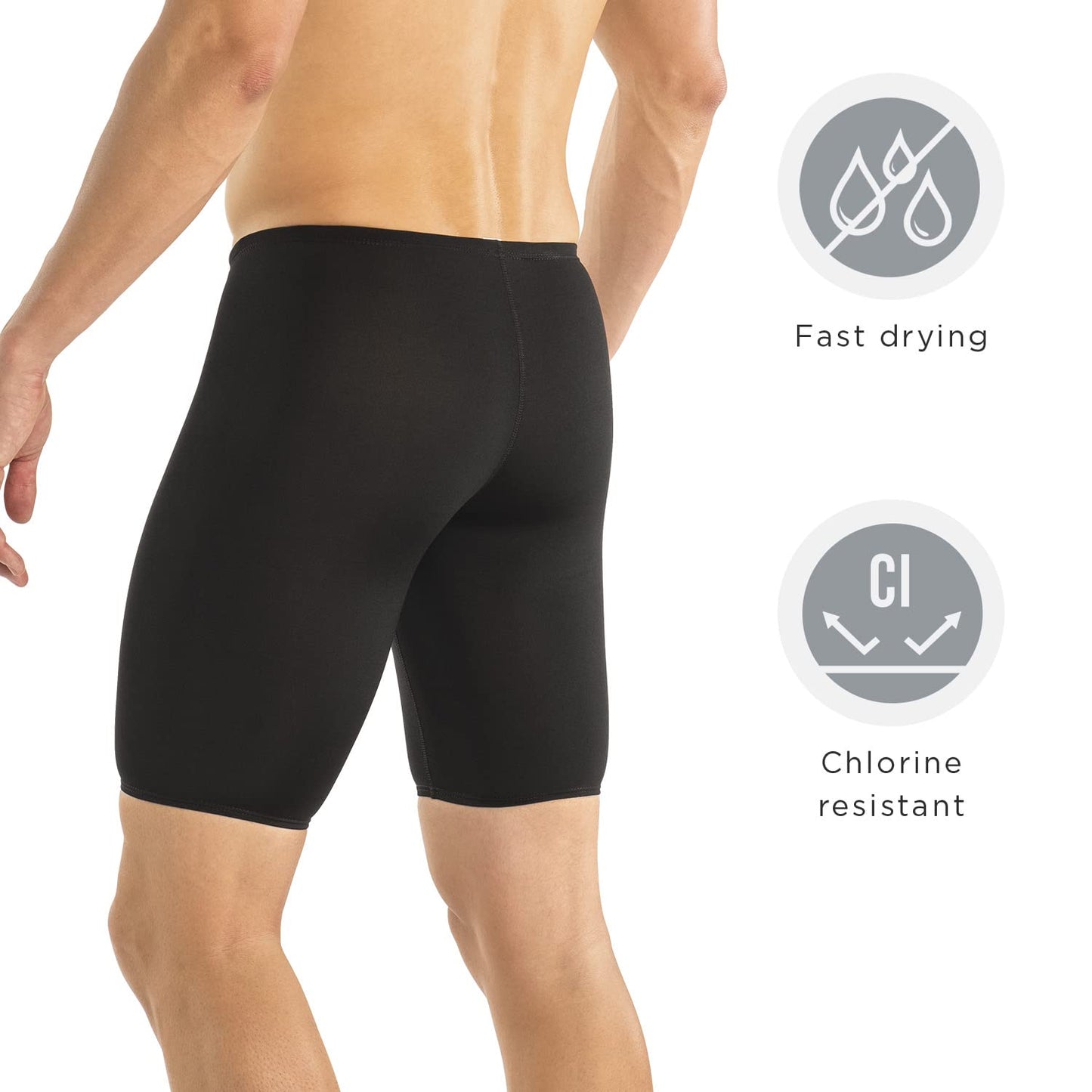 Dolfin Winner's Men's Athletic Swimsuit - Training Jammer Shorts for Racing and Competitions (Black, XL)