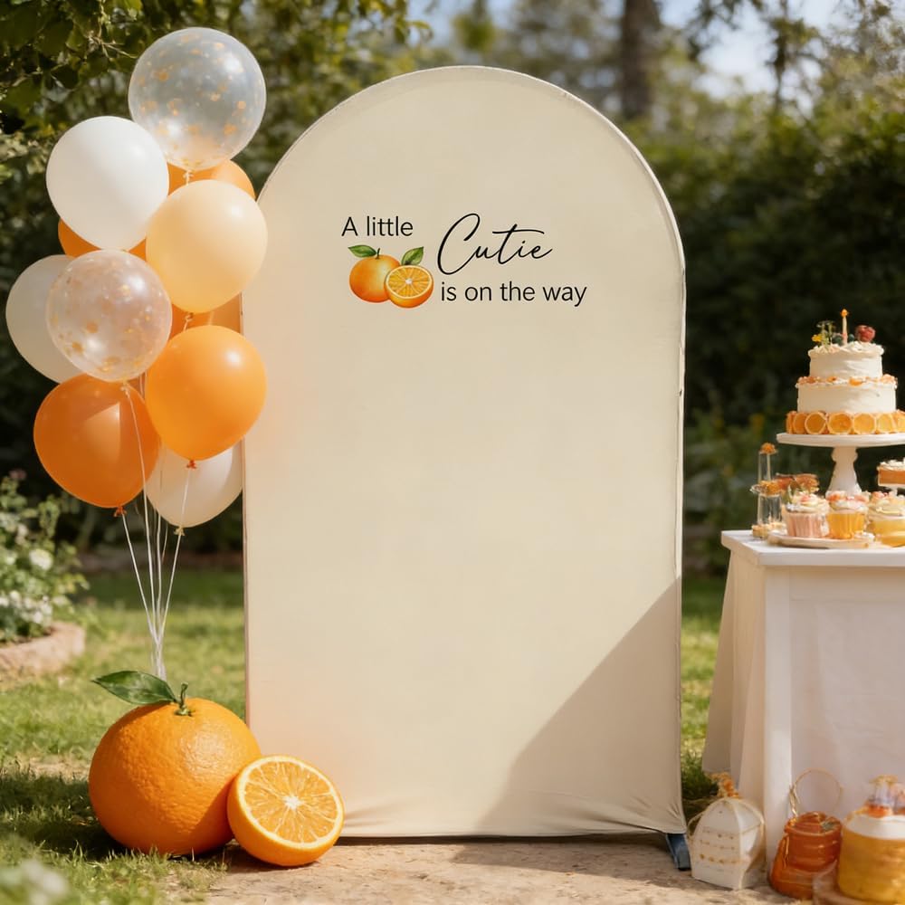 Haploquest (6FT,G-05674) Citrus Cutie Theme Baby Shower Arch Backdrop Cover Decorative Arch Banner Cover Stand Cover