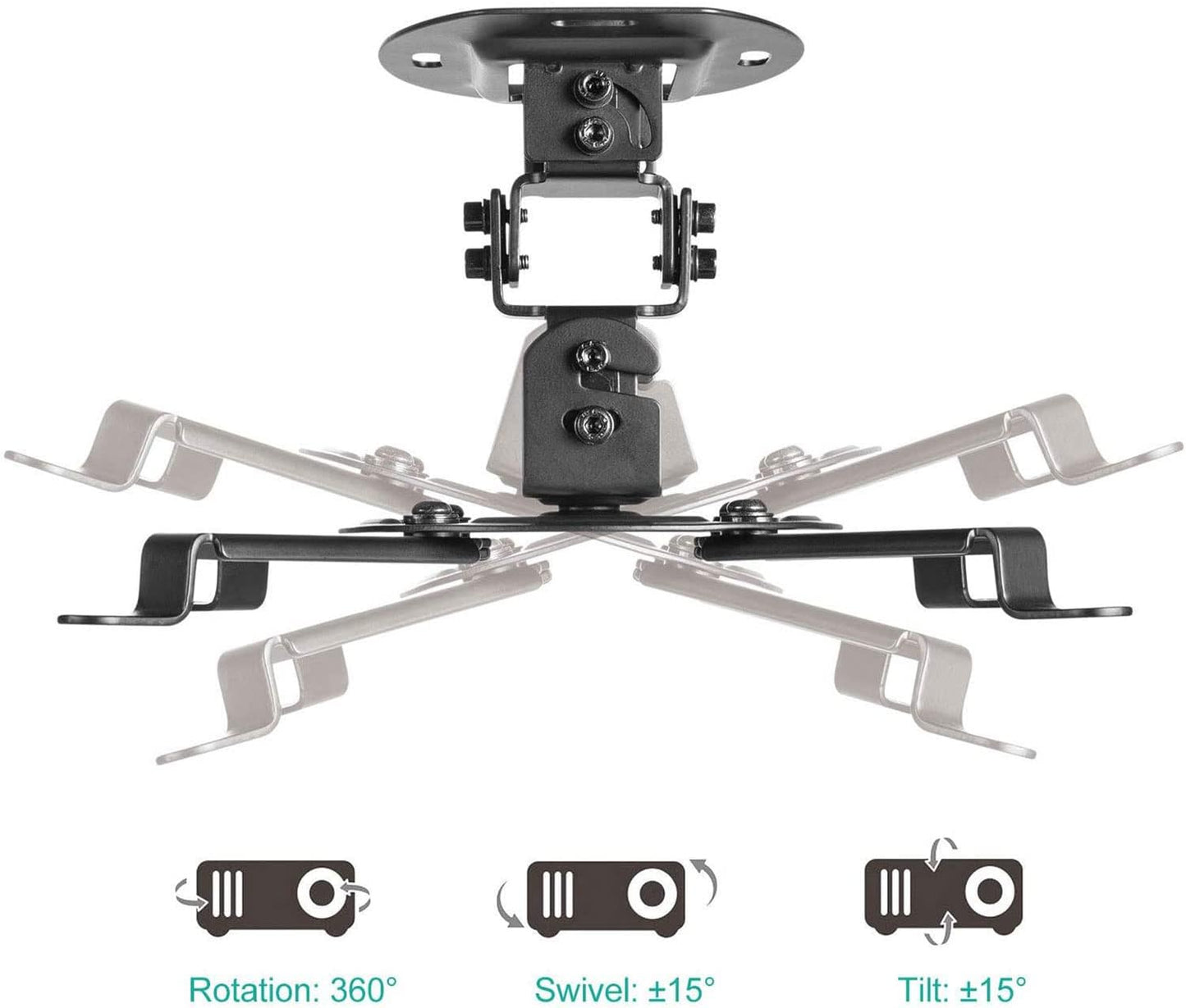 (PM-002-B), WALI Projector Ceiling Mount, Universal Low Profile Projector Mount with Retractable Arms and Multiple