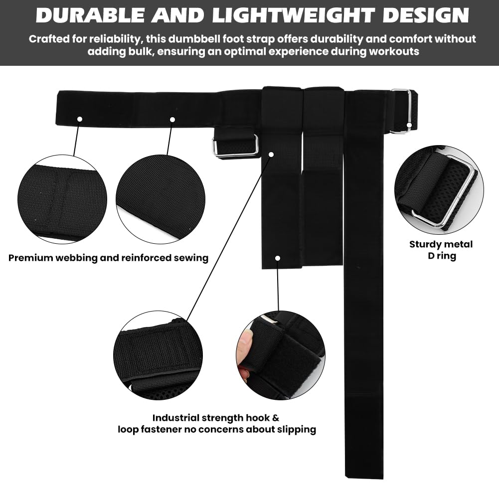 Olnverath Dumbbell Foot Attachment for Leg Workout, Tibialis Trainer, Extension Monkey Foot Dumbbell Attachment Straps for Fitness Training, Leg Extensions, Hamstring Curls(Black)