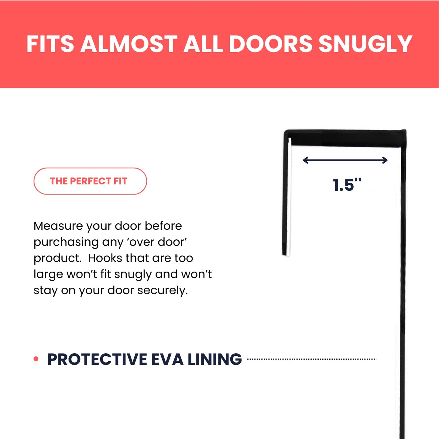 20'' Extra Long Heavy Duty Black Set 2 Mirror Brackets Patent Pending Over-The-Door Mirror Hanger: Door Mirrors Hanger Set Anti-Scratch Lining | Over The Doors Mirrors Hooks Adjustable Height