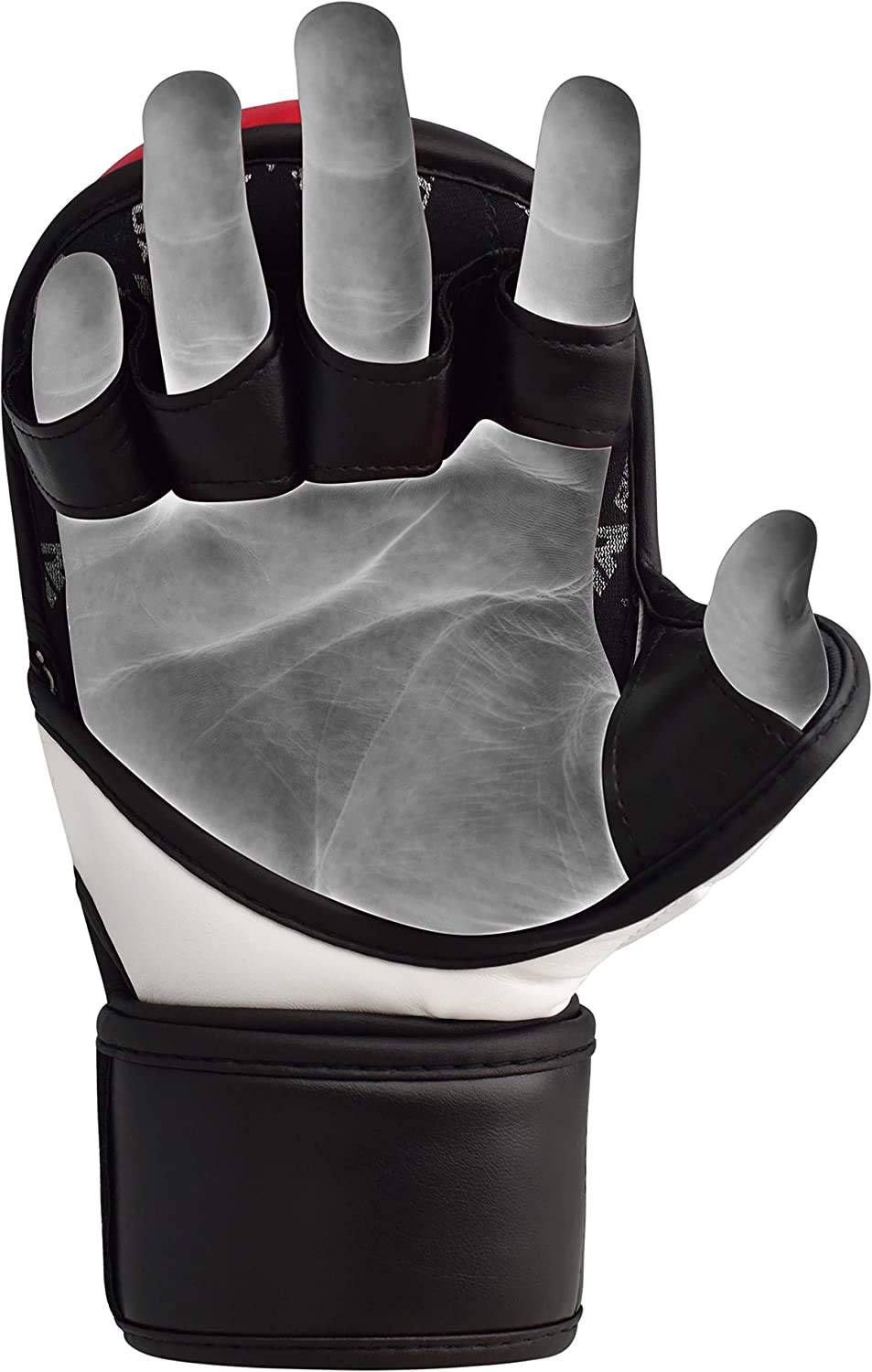 RDX MMA Gloves Grappling, Sparring, Martial Arts Mitts Men Women, Hybrid Open Palm, Maya Hide Leather Wrist Support Boxing Glove Training Cage Fighting Combat Sports Muay Thai, Punching Bag Kickboxing