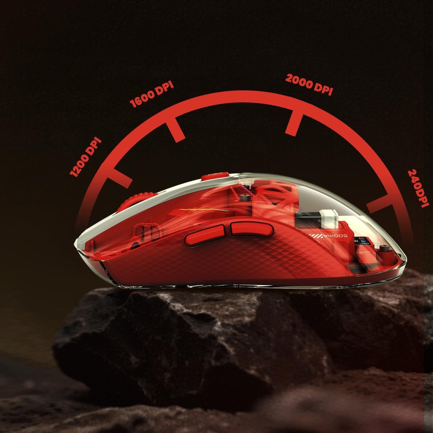 MKETech Electronics 2.4GHz, 830) Wireless Mouse with Transparent Shell and RGB Lighting, Dual-Mode Bluetooth