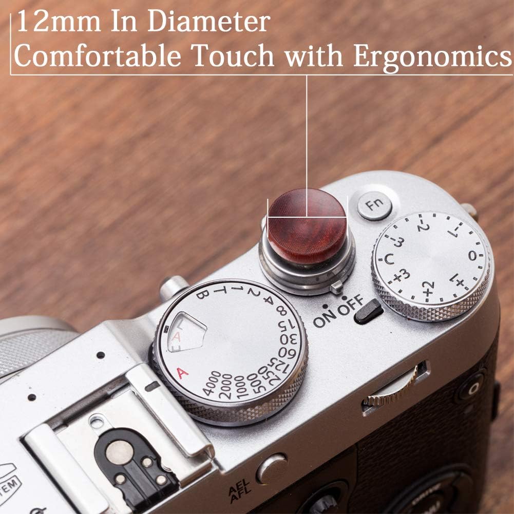 12mm VKO Wood Soft Shutter Release Button,Delicate Camera Shutter Button Concave Surface Red(Wood Grain Random)