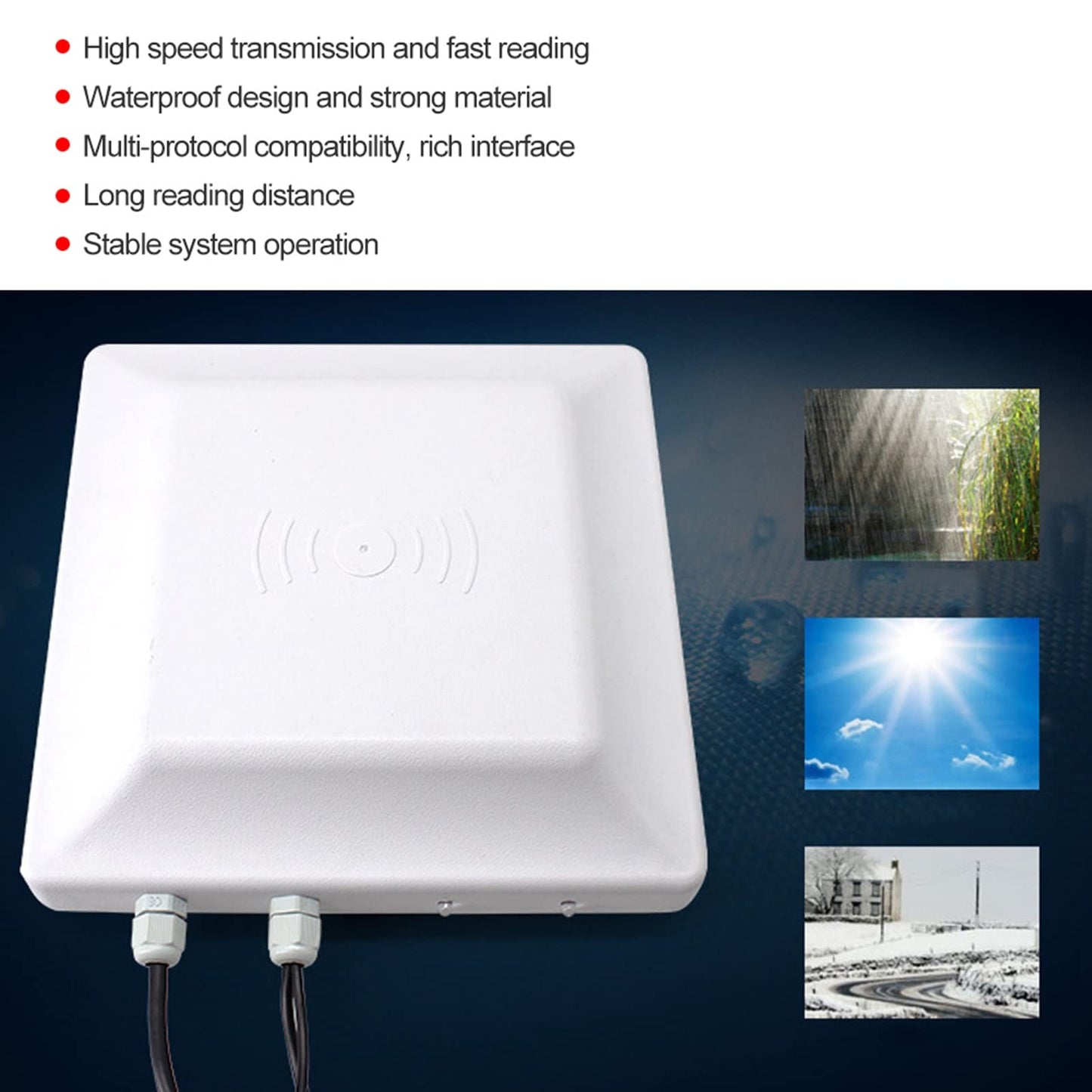 Dioche RFID Reader for Access Control, UHF Passive Electronic Tag, , 5m Read Distance, USB, 115200bps, 12V DC, -20C to +60C