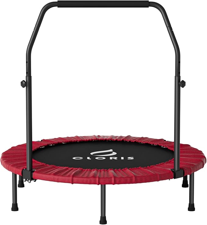 CLORIS 40in Folding Trampoline Mini Trampoline Rebounder Trampoline for Adults Fitness Trampoline with Adjustable Foam Handle, with safty Padded Cover Best Gift.