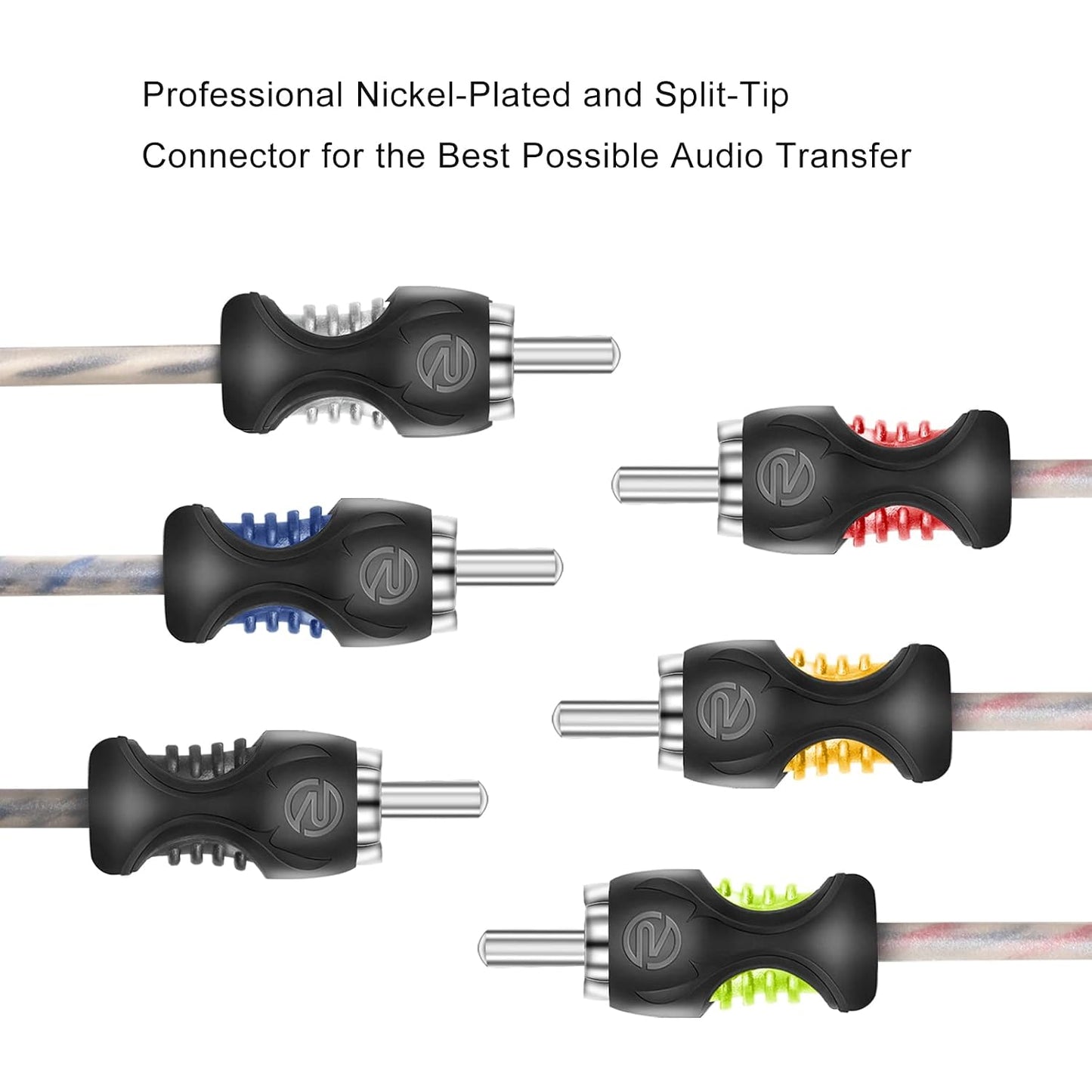 RCI66 99.99% 6ft 6-Channel RECOIL Oxygen Free Copper RCA Audio Cable, Twisted Pair with Noise Reduction