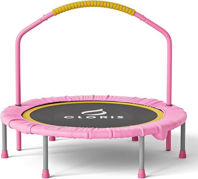 CLORIS 38in/48in Folding Trampoline - Max Load 220lbs / 450lbs Trampoline Rebounder Trampoline for Adults with Adjustable Foam Handle, with safty Padded Cover Best Gift