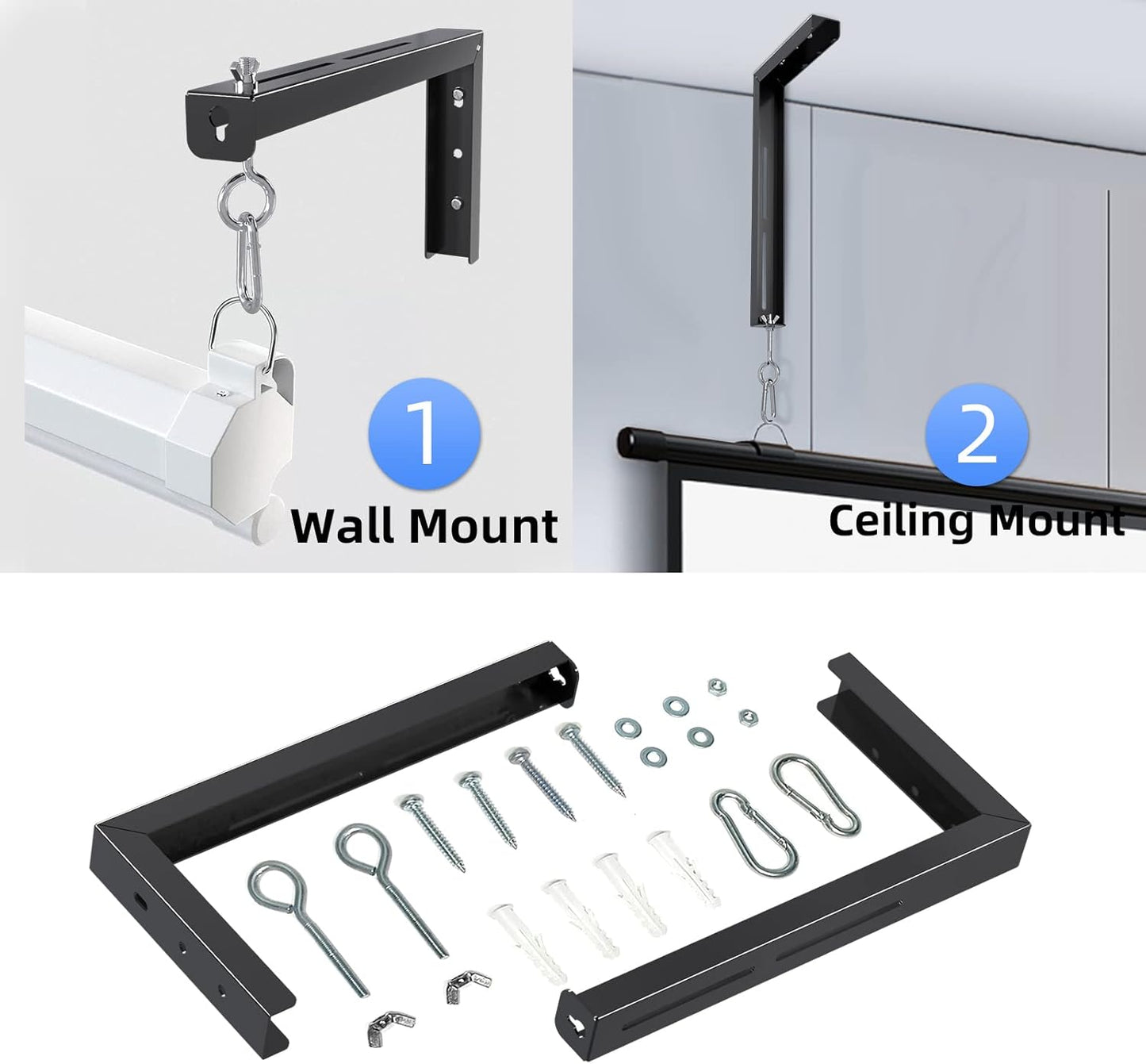 suptek 12 inch 80 lbs, PRL002B, (1 Universal Projector Screen Wall Mount L-Brackets Wall Hanging Mount Adjustable