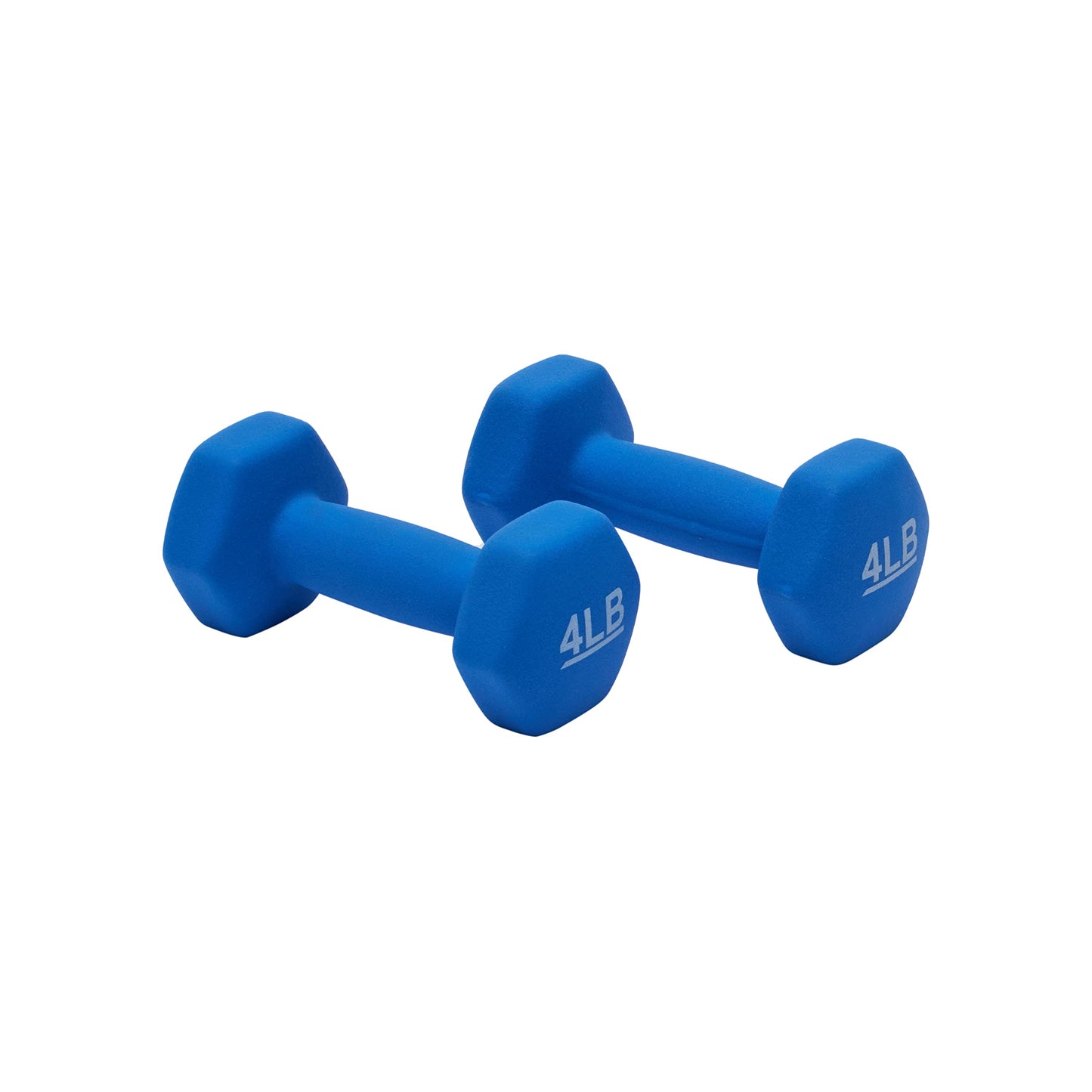 Amazon Basics Neoprene Dumbbell Hand Weights for Workout and Exercise, Hexagon Shape, 4 Pounds, Pair, Blue