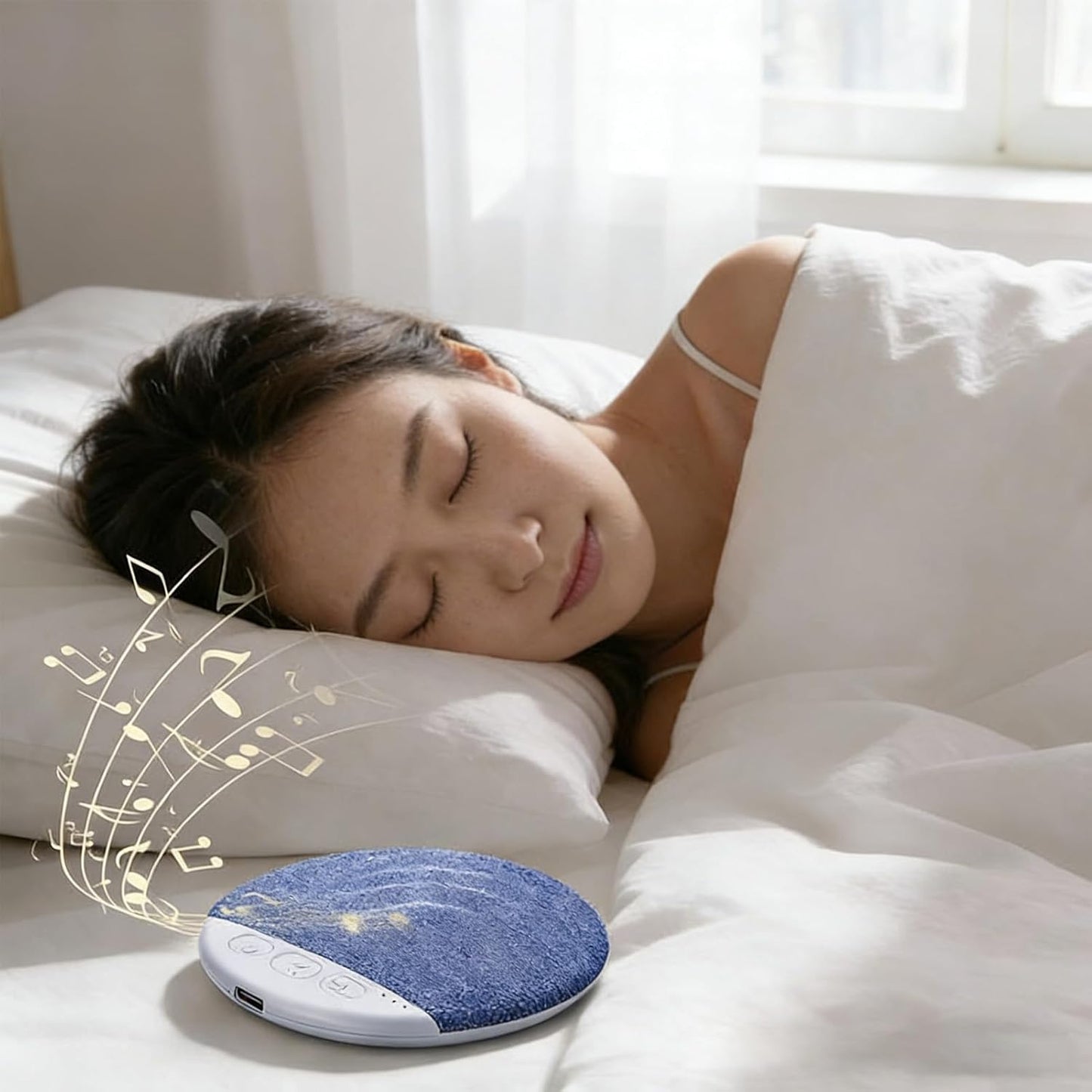 30 60 90 Jiawu Bluetooth Sleep Pillow Speaker, Wireless Under Pillow Speaker with White Noise Timer and Stereo Bass